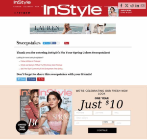 InStyle Magazine Sweepstakes