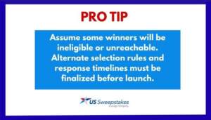 US Sweepstakes Pro Tip alternate selection rules