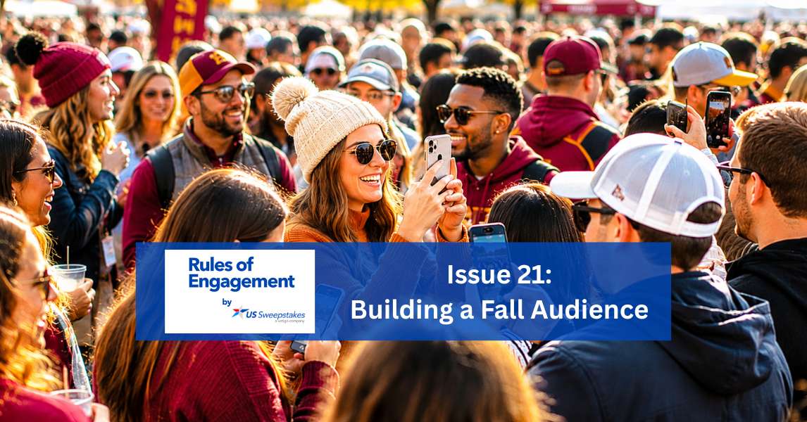 Crowd of consumers at a fall event representing audience growth through sweepstakes, contests, and digital promotions