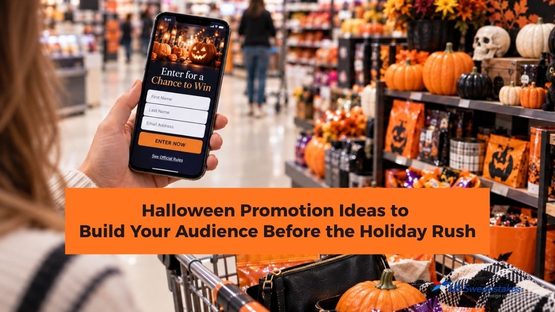 Halloween promotion ideas featuring a digital sweepstakes during seasonal shopping